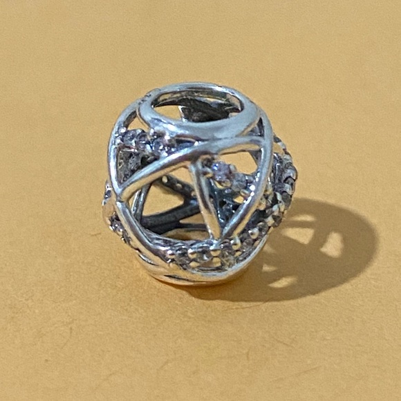 Pandora Sparkling Lines Openwork Charm , New . - Picture 7 of 9